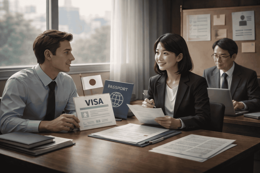 外国人を中途採用する際の就労ビザ判断を考えるイメージ