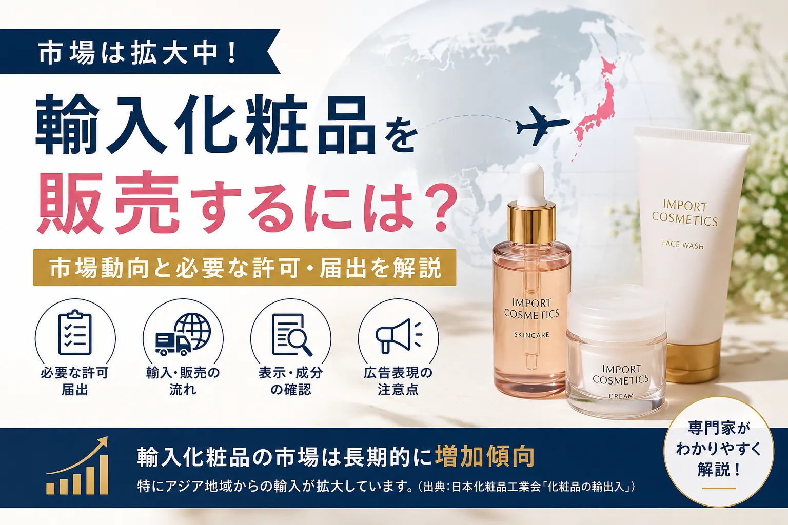 輸入化粧品を日本国内で販売する方法を解説する記事